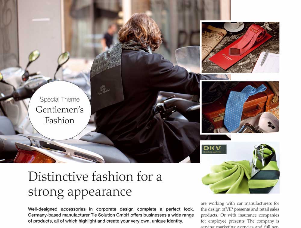 Aperçu de la presse "Distinctive Fashion" de Pietro Baldini par Tie Solution