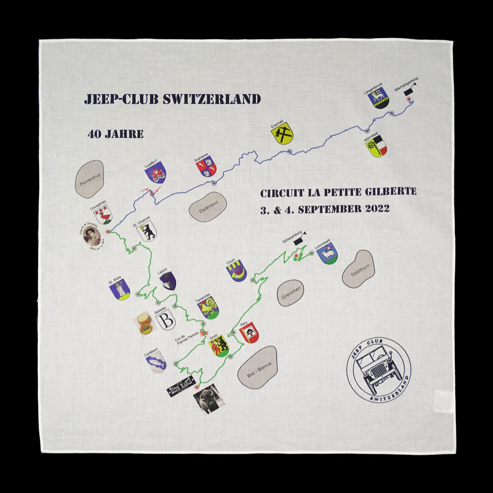 Voorbeelden van het Jeep Club Switzerland dames sjaal project
